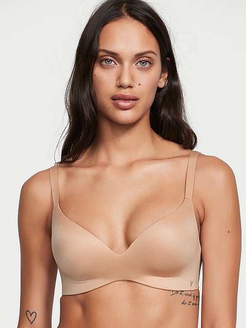 Ganado Reggiseno Senza Cuciture Donna - Scollo A V Profondo, Bralette Morbido Con Struttura In Silicone, Beige, Taglia XL