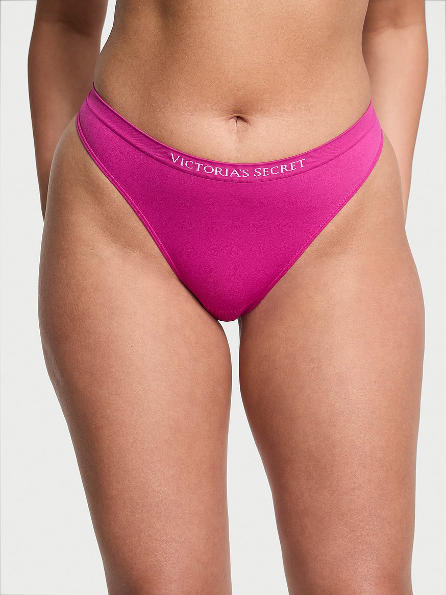 NEW Victoria's Secret Adjustable Crotchless V-String Thong Panty Rose Appliqué M